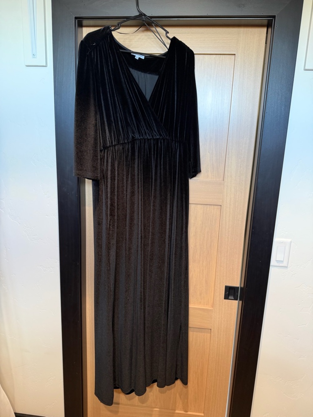 Baltic Born Black Velvet Wrap Maxi Dress